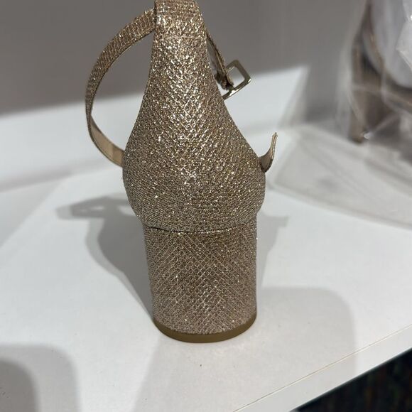 Pelle Moda Sparkling Gold Heels - Picture 3 of 6